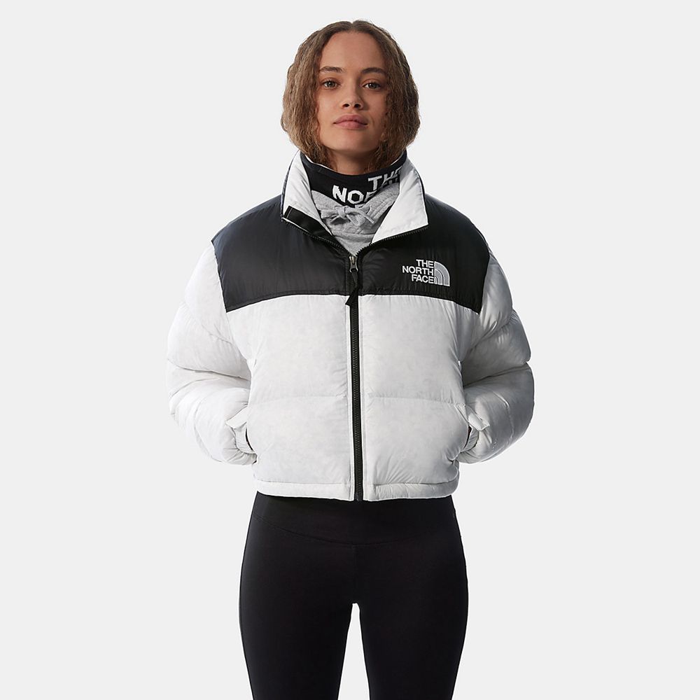 The North Face Nuptse Jacket Womens Australia - The North Face Short White / Black Mountain (YAE-701